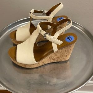 Franco sarto cork heel off white sandals. Size 6.5 Brand new!